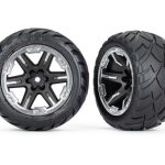 Traxxas-Tires—wheels–assembled–glued-(2.8–)-(RXT-black—chrome-wheels–Anaconda-tires–foam-inserts)-(4WD-electric-front-rear–2WD-electric-front-only)-(2)-(TSM-rated)—TRX6775X